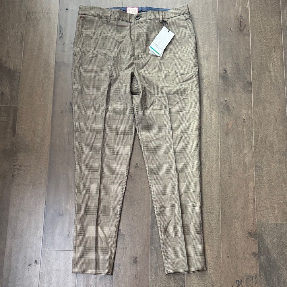 NWT Scotch & Soda Men's Checkered Khaki Chinos